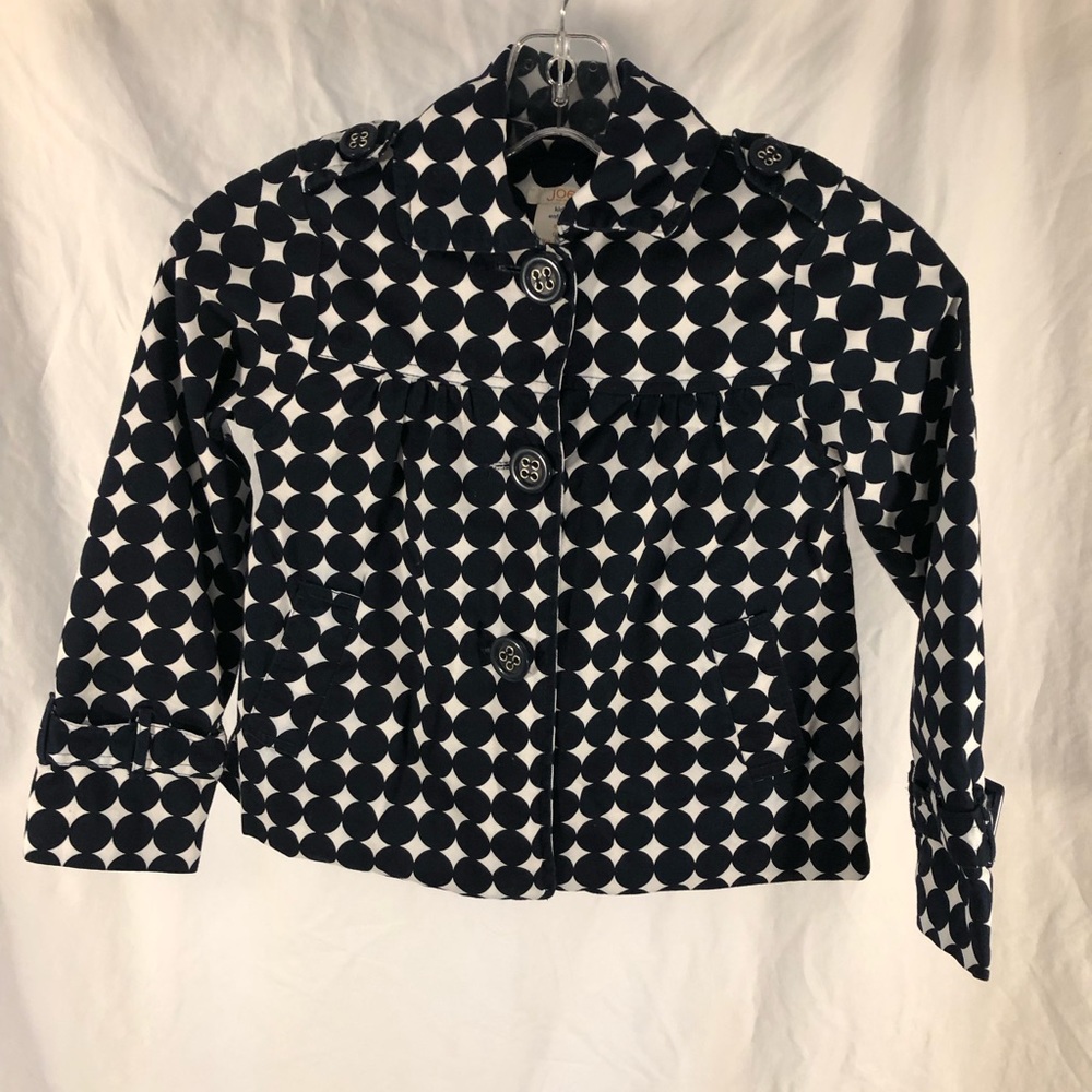 Girls Navy Blue Polka Dot Jacket Size S (6-7)